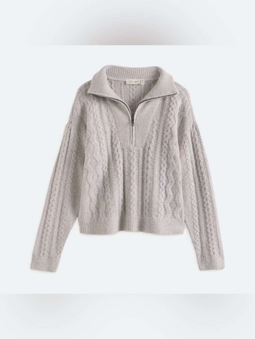 NWT RD Style Light Gray Cable Knit Half-Zip Turtleneck Sweater